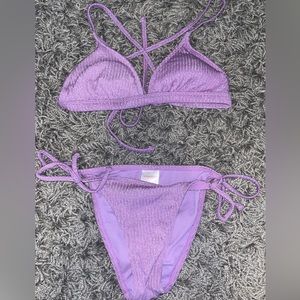 Purple sparkly target bikini set